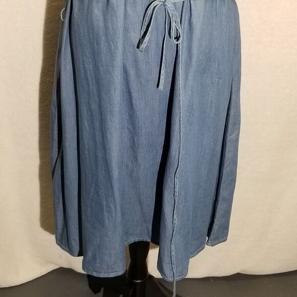 Faded Glory 3X Dress 100% Cotton Chambray Sleeveless Embroidered Floral Boho - Picture 2 of 8